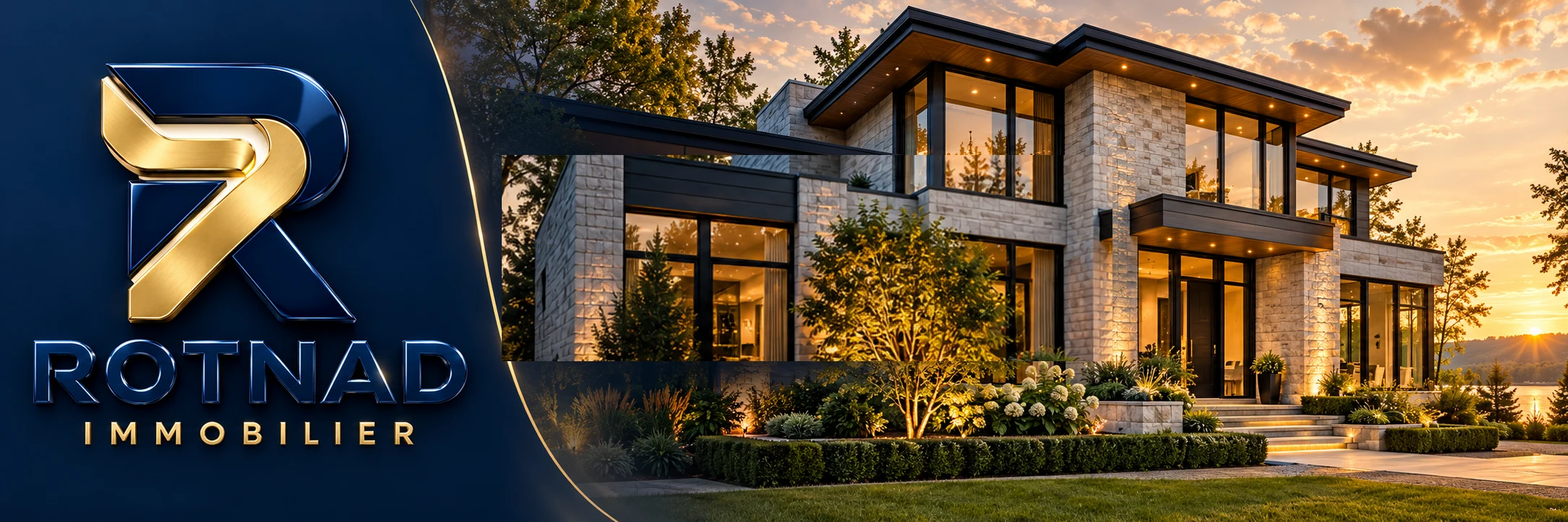 ROTNAD Immobilier — modern house at sunset